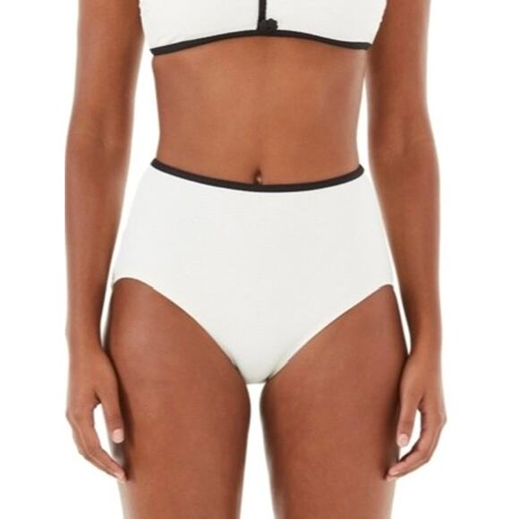Kate Spade Pique Textured High Waist Bikini Bottom Swim M NWT - Picture 1 of 4